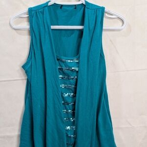 Y2K Neon Blue Blouse W Sparkles